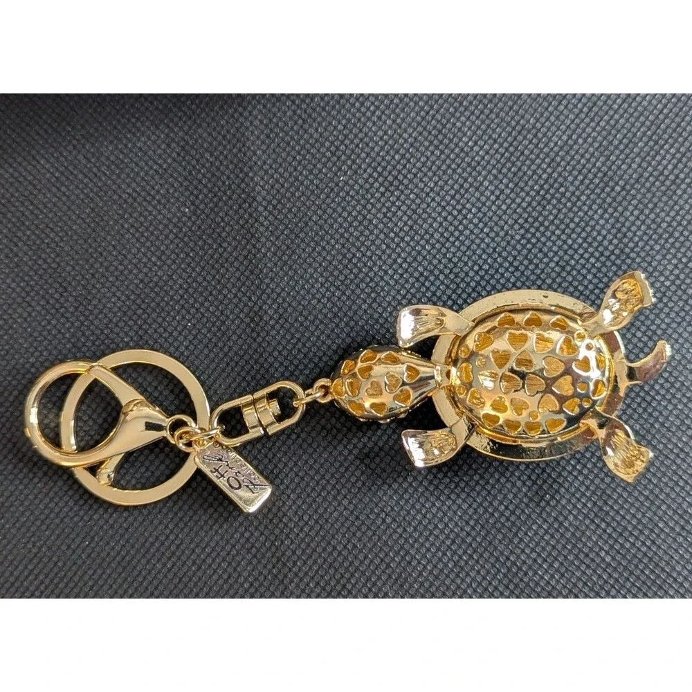 Off Park Crystal Turtle Keychain or Bag Charm - Gold Tone, Bling